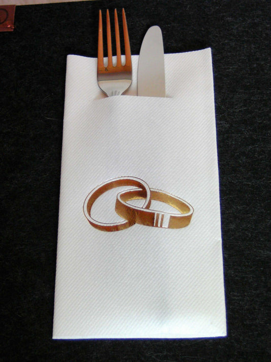 tissuedesign Servietten Pocket-Napkins "Hochzeitsringe"